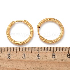 304ステンレススチールツイストフープピアス（女性用）  ゴールドカラー  19x2.5mm&nbsp;EJEW-A130-02C-G