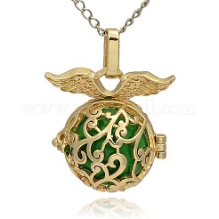 Golden Tone Brass Hollow Round Cage Pendants&nbsp;KK-J230-05G