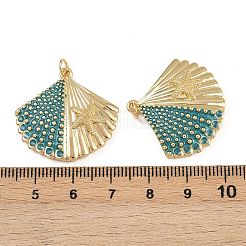 真鍮製エナメルペンダント  丸カン付き  貝殻の形とヒトデのチャーム  18KGP本金メッキ  ラックめっき  鉛フリー＆カドミウムフリー  長持ちメッキ  ミックスカラー  26x28x5mm  穴：3mm&nbsp;KK-L241-25G