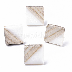 樹脂と木のスタッドピアス  304ステンレスピン付き  菱形  ミックスカラー  17x18mm  ピン：0.7mm&nbsp;EJEW-N017-005A