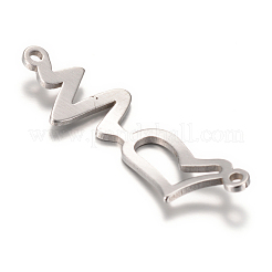 変色しにくい201ステンレススチールリンクコネクター  ハートビート  ステンレス鋼色  31.5x10x1mm  穴：1mm&nbsp;STAS-S059-13B