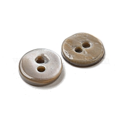 淡水シェルボタン  2穴  フラットラウンド  グレー  9x1~2mm  穴：1.5mm&nbsp;SHEL-C005-01A-04