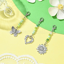 Glass Beaded & Alloy Pendant Decorations&nbsp;HJEW-YW00004