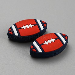 Rugby Food Grade Eco-Friendly Silicone Focal Beads&nbsp;SIL-WH0013-52B