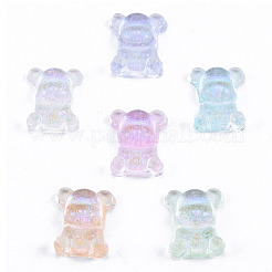 クリア樹脂カボション  グリッターパウダー付き  クマ  ミックスカラー  10x8x3mm&nbsp;CRES-N030-026-B