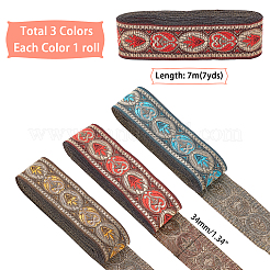 3 Rolls 3 Colors Ethnic Style Embroidery Polyester Ribbons&nbsp;OCOR-PH0001-22