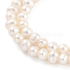 天然養殖淡水パールビーズ連売り  ポテト  パパイヤホイップ  3~4mm  穴：0.5mm  約44~53個/連  6.69~7.28インチ（17~18.5cm）&nbsp;PEAR-C003-07E