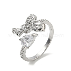 Brass Micro Pave Cubic Zirconia Cuff Open Rings&nbsp;RJEW-C163-17P