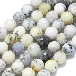 天然な白アフリカオパールビーズ連売り  ファセット（128ファセット）  ラウンド  10~10.5mm  穴：1~1.4mm  約35~38個/連  14.29~15.28''（36.3~38.8センチメートル）&nbsp;G-B165-A12-10mm