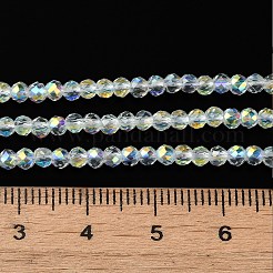 電気メッキガラスビーズ連売り  多面カット  半分メッキ  ABカラーメッキ  ラウンド  透明  3mm  穴：0.8mm  約143個/連  14.57''（37センチメートル）&nbsp;EGLA-P055-01B-AB01