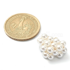 シェルパール銅線巻きペンダント  ハートクラスターチャーム  ゴールドカラー  ホワイト  18.5x22x10mm  穴：2mm&nbsp;PALLOY-TA00046