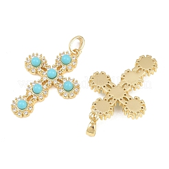 Brass Micro Pave Clear Cubic Zirconia Pendants&nbsp;KK-H262-07G