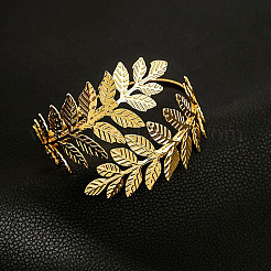 1Pc Leaf Alloy Arm Cuff Bangles for Women&nbsp;AJEW-CY0001-33G