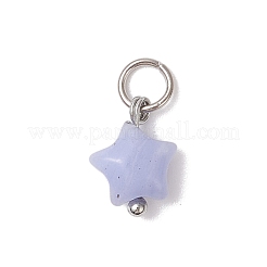10Pcs 5 Styles Natural White Jade & Rose Quartz & Lepidolite & Green Aventurine & Synthetic Blue Lace Agate Star Charms&nbsp;PALLOY-JF04533
