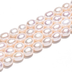 天然養殖淡水パールビーズ連売り  ライス  乳白色  7~7.5x6~6.5mm  穴：0.5mm  約24~25個/連  7.09~7.28''（18~18.5センチメートル）&nbsp;PEAR-N012-06Z-01