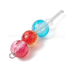 2個のガラスペンダント  ロリポップ タングル チャーム  ステンレス鋼色  35.5x8.5mm  穴：1.6mm  2個/セット&nbsp;PALLOY-JF03341-01