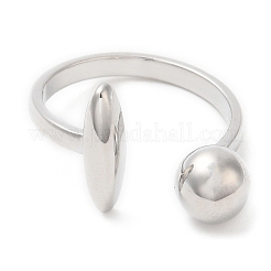 Brass Oval & Round Open Cuff Rings for Women&nbsp;RJEW-G288-03P