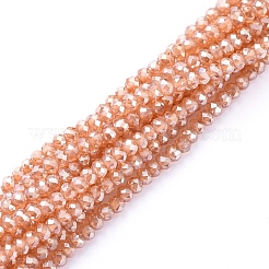 電気メッキガラスビーズセット  パール光沢メッキ  多面カット  ロンデル  砂茶色  2x1.5mm  穴：0.6mm  約208~220個/連  34~36cm&nbsp;X-EGLA-F149-PL-02