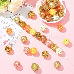 50個 12スタイル 樹脂ラインストーン＆アクリルビーズファインディングキット  ラウンド  ミックスカラー  19.5~20.5mm&nbsp;DIY-CJ0003-31