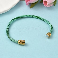304 Stainless Steel with Polyester Metallic Cord Bracelets for Women&nbsp;BJEW-Z145-01G