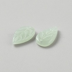 ガラスチャーム  葉のチャーム  ダークシーグリーン  17x10x4mm  穴：1mm&nbsp;GLAA-WH0031-94C