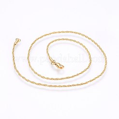 304ステンレススチールロープチェーンネックレス  カニカン付き  ゴールドカラー  17.7インチ（45cm）  1.5mm&nbsp;MAK-L015-11B