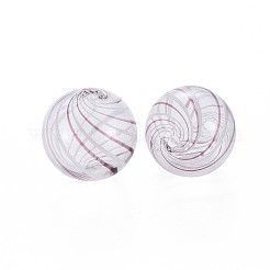 透明な手作り吹きガラスグローブビーズ  縞模様  ラウンド  アザミ  16~17mm  穴：1mm&nbsp;LS-GLAA-T012-35B-04
