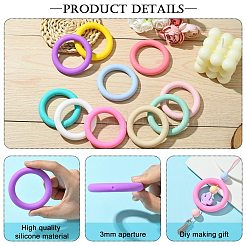 10Pcs 10 Colors Round Ring Food Grade Silicone Focal Beads&nbsp;SIL-CJ0001-32