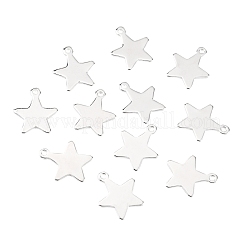 ステンレスペンダント201個  スター  空白タグのスタンプ  銀  15x13x0.6mm  穴：1.4mm&nbsp;STAS-F192-040S