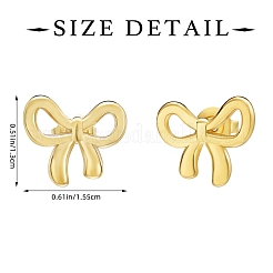 304ステンレススチール製蝶結びスタッドピアス1組  14KGP本金メッキ  13x15.5mm&nbsp;EJEW-SZ0002-06G