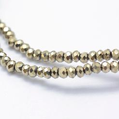 電気メッキガラスビーズセット  フルメッキ  多面カット  ロンデル  アンティークブロンズメッキ  2.5x1.5mm  穴：0.5mm  約158~163個/連  28~29cm&nbsp;EGLA-J144-FP-A04
