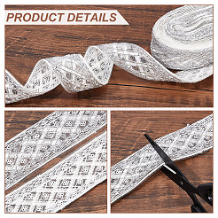 Polyester Rhombus Embroidery Lace Trim&nbsp;OCOR-WH0090-83B