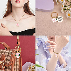 30個15スタイルアロイエナメルペンダント  花  ピンク  13~24.5x11.5~20.5x1~3mm  穴：1.2~2mm  2個/スタイル&nbsp;ENAM-YW0005-75