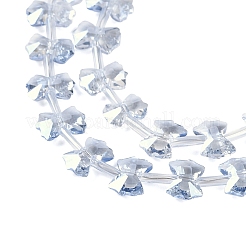 電気メッキガラスビーズセット  半分メッキ  蝶結び  アクア  7x10x3mm  穴：1mm  約48個/連  19.69''（50センチメートル）&nbsp;EGLA-B007-03A-PC01