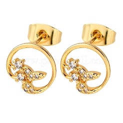 Brass Micro Pave Clear Cubic Zirconia Stud Earrings&nbsp;EJEW-D328-04G-02