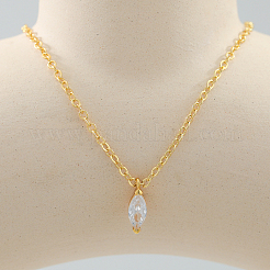 真鍮パヴェクリアキュービックジルコニアホースアイペンダントネックレス（女性用）  ゴールドカラー  15.75インチ（40cm）&nbsp;XP9005