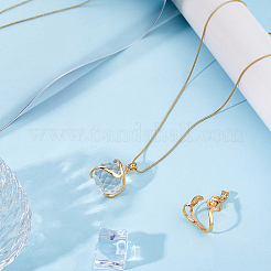 2Pcs 2 Styles Brass Pendant Cabochon Settings&nbsp;KK-HS0001-20G