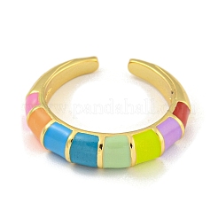 Rack Plated Brass Enamel Open Cuff Rings&nbsp;RJEW-Z042-03G