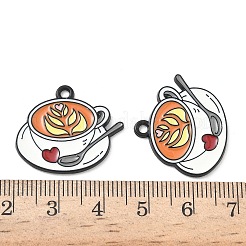 合金エナメルチャーム  コーヒーチャーム  ブラック  キャメル  21.5x25x1.5mm  穴：1.8mm&nbsp;ENAM-D311-01D-EB