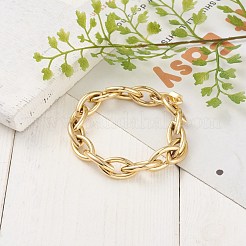 鉄アズキチェーンブレスレット  真鍮製ホースアイスクリューカラビナロックチャーム付き  18KGP本金メッキ  7-5/8インチ（19.5cm）&nbsp;BJEW-JB05758