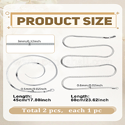 1個 3mm ステンレススチール フラットスネークチェーンネックレス  変色しにくいステンレススチールのヘリンボーンチェーンネックレス1個付き  ステンレス鋼色  17.72~23.62インチ（45~60cm）  1個/スタイル&nbsp;NJEW-LP0007-06