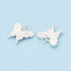 スターリングシルバーの蝶チャーム925個  銀  13x15x2.5mm  丸カン：5x0.5ミリ  内径：4mm&nbsp;STER-T009-01S