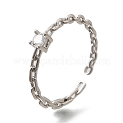 925 Sterling Silver Pave Cubic Zirconia Open Cuff Rings&nbsp;RJEW-R016-01P-02
