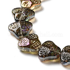 透明電気メッキガラスビーズ連売り  半分虹メッキ  スカルヘッド  カラフル  16x19x7mm  穴：1.2mm  約40個/連  24.57インチ（62.4cm）&nbsp;EGLA-F158-HR05