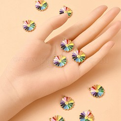 合金エナメルチャーム  ゴールドカラー  デイジーチャーム  カラフル  20.5x18x2mm  穴：1.5mm&nbsp;ENAM-YW0003-72