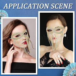Alloy Rhinestone Chain Tassel Face Eye Mask for Women&nbsp;AJEW-WH20006-209G