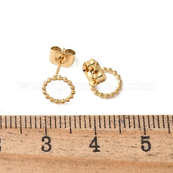 女性用304ステンレススチールスタッドピアス  18KGP本金メッキ  フラットラウンド  6.8mm&nbsp;EJEW-Z092-01G-03