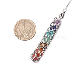 7 Chakra Round Natural Amethyst & Carnelian & Red Jasper & Green Aventurine & Tiger Eye & Synthetic Turquoise Dowsing Pendulums&nbsp;PALLOY-JF03658-01