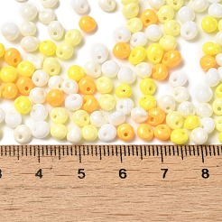 不透明ベーキングペイントガラスシードビーズ6/0個  ティアドロップ  ミックスカラー  4.5~5x4x3~3.5mm  穴：0.9mm  約125個/10g&nbsp;X1-SEED-M012-02A-28