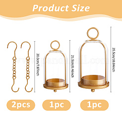 Iron with Glass Shade Candle Holders&nbsp;AJEW-WH0609-968